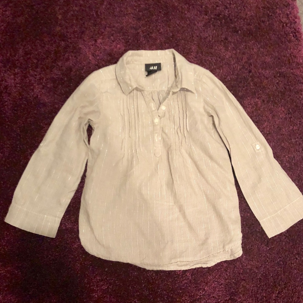Little girls tan collar shirt